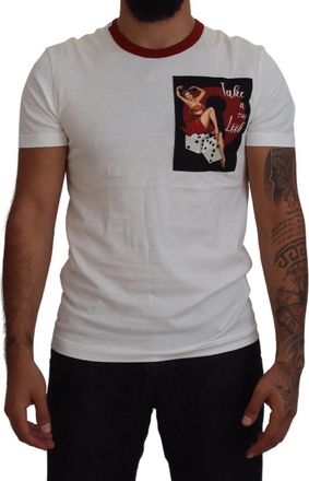 Dolce & Gabbana Mens Cotton Tshirt Graphic Tee - White - Size EU 44 (Mens)