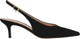 Gianvito Rossi Robbie Sling 55 Suede Slingback Pumps, Brand Size 35 ( US Size 5 )