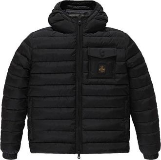 RefrigiWear Down Jackets, male, Black, Size: 3XL Black Nylon Men Jacket with Hood
