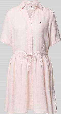 Tommy Hilfiger Ausgestelltes Hemdblusenkleid aus reinem Leinen in Rosa, Größe 38