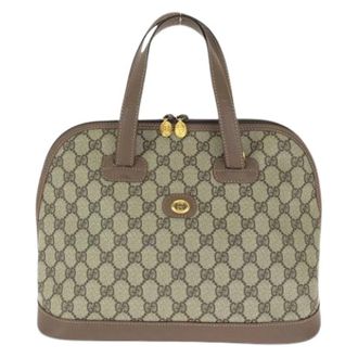 Gucci Pre-owned Handbags, female, Beige, Size: ONE SIZE Pre-owned GG Supreme Canvas Leather Tote Bag