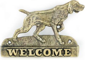 OEM Weimaraner - Placa De Bienvenida De Lat&oacute;n Con Un Perro, Placa De Bienvenida &Uacute;nica Con La Palabra Welcome De Art-dog