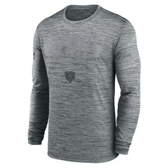 Nike Chicago Bears Sideline Team Issue Velocity Nike Mens Dri-FIT NFL Long-Sleeve T-Shirt in Grey | 02EQ06G7Q-CH4