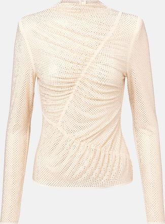 Self Portrait Gathered rhinestone top