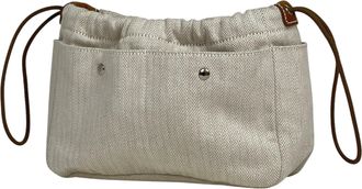 Herm&egrave;s Natural Toile Chevron Barenia Leather Pouch (Pre-Owned)