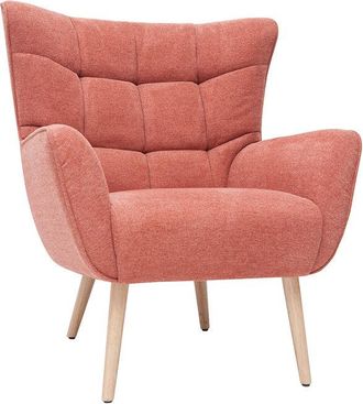 Miliboo Miliboo - Sillón nórdico efecto terciopelo terracota y madera avery