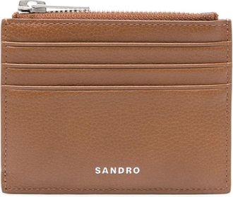 Sandro zip-top leather cardholder - Brown