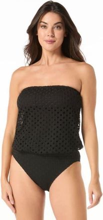 Carmen Marc Valvo Crochet Blouson Tankini Top in Black at Nordstrom, Size X-Small