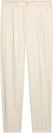Isaia Single Pleat Cotton Trousers in Bianco Perla at Nordstrom, Size 56