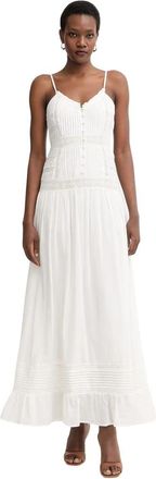 Twinset Maxi Jurk met Wijde Rok - Dames - Maxi kleedjes - Wit - XS - Katoen - Kleedjes