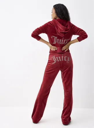 Juicy Couture Womens Diamond logo velvet pant
