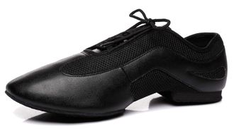 Minitoo Mens Latin Ballroom Lace-up Breathable Black Mesh Synthetic Sport Practics Dance Shoes UK 8