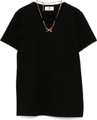 Elisabetta Franchi T-shirt con dettaglio collana - Nero