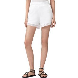 AllSaints Lele Eyelet Trim Cotton Shorts in Optic White at Nordstrom, Size X-Small