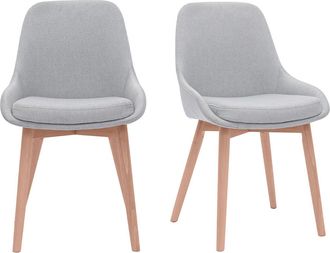 Miliboo Miliboo - Set De 2 Sillas N&oacute;rdicas De Tela Gris Clara Y Madera Clara Maciza Holo