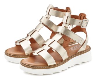 Lascana Sandale LASCANA, Damen, Gr. 41, gold (goldfarben), Obermaterial: 100% Rindsleder. Decksohle: 100% Lederimitat. Laufsohle: 100% Synthetik, metallic, un