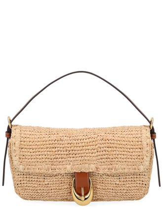Staud Brown Harlow Structured Raffia Shoulder Bag