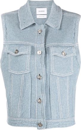 Barrie knitted sleeveless jacket - women - Cotton/Cashmere - M - Blue