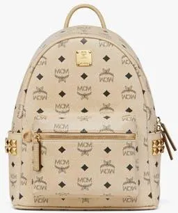 MCM Small Stark Side Studs Backpack in Visetos in Beige at Nordstrom