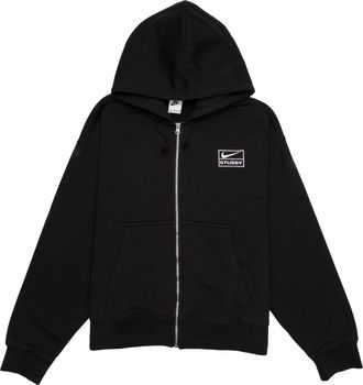 Nike x Stussy SS24 Full-Zip Fleece Hoodie Black White FJ9175-010