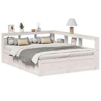 Berkfield Home Bookcase Bed without Mattress White 140x200cm Solid Wood Pine | Size: 140x200 cm