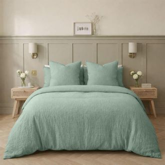 Febronie Juego de cama (50x70) gasa de algod&oacute;n verde celad&oacute;n 240x220