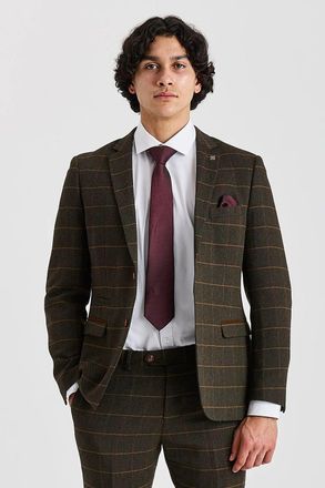 PAUL ANDREW Blazer Tweed Herringbone Check Wool Blend Sport Coat