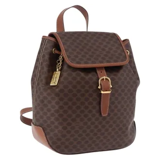 Celine Vintage Macadam Canvas Brown Canvas Backpack Bag (Pre-Owned)