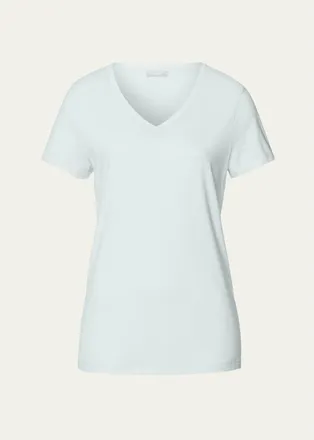 Hanro V-Neck Sleep and Lounge Cotton T-Shirt