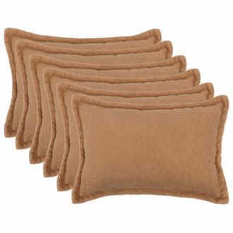 vidaXL Funda De Almohada 6 Pcs Houten Beige 30 X 50 Cm Boucl&eacute; Vidaxl