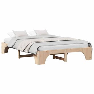 Berkfield Home Modern Bed Frame Natural Solid Pine wood 140 x 200 cm Durable