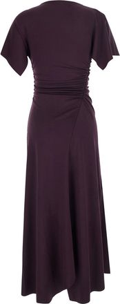 Victoria Beckham Womens Cap Sleeve Dress Burgundy Polyester