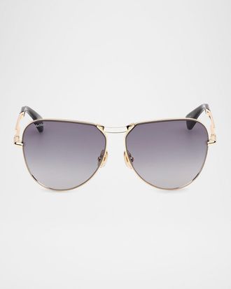 Max Mara Miller-2 Metal Aviator Sunglasses