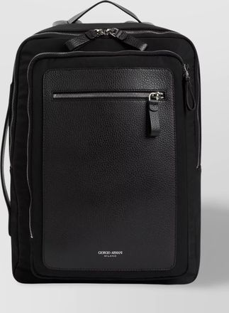 Giorgio Armani tech fabric backpack leather insert