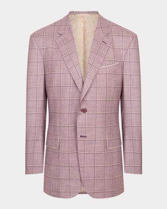 Stefano Ricci Men & apos;s Gridline Plaid Wool Jacket