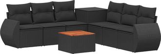 vidaXL Juego De Sof&aacute; 8 Uds. Negro Rat&aacute;n Sint&eacute;tico Y Acero Vidaxl