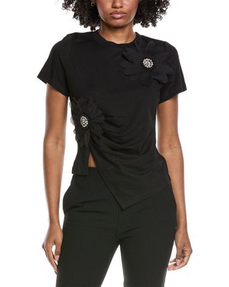 Gracia Floral Applique Drape Bottom Top