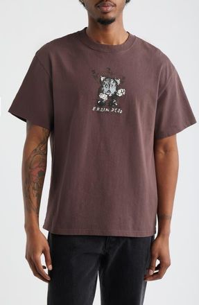 Brain Dead Time is Nigh Cotton Graphic T-Shirt in Berry at Nordstrom, Size Xx-Large