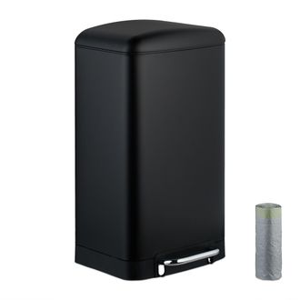 Relaxdays Relaxdays - Cubo De Basura Cocina, 30 L, Antihuellas, Papelera Interior Extra&iacute;ble, Pedal, Bolsas, Acero Inoxidable, Negro