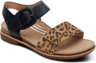 Aetrex Womens Claire Sandal In Black/leopard