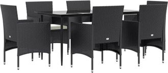 vidaXL Juego De Comedor De Jard&iacute;n 7 Piezas Con Cojines Negro Vidaxl