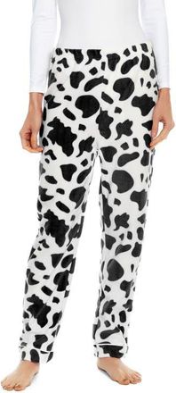 Leveret Womens Fleece Holiday Pajama Pants in Cow Black/white at Nordstrom, Size X-Large