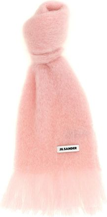 Jil Sander Light Pink Logo Solid Scarf