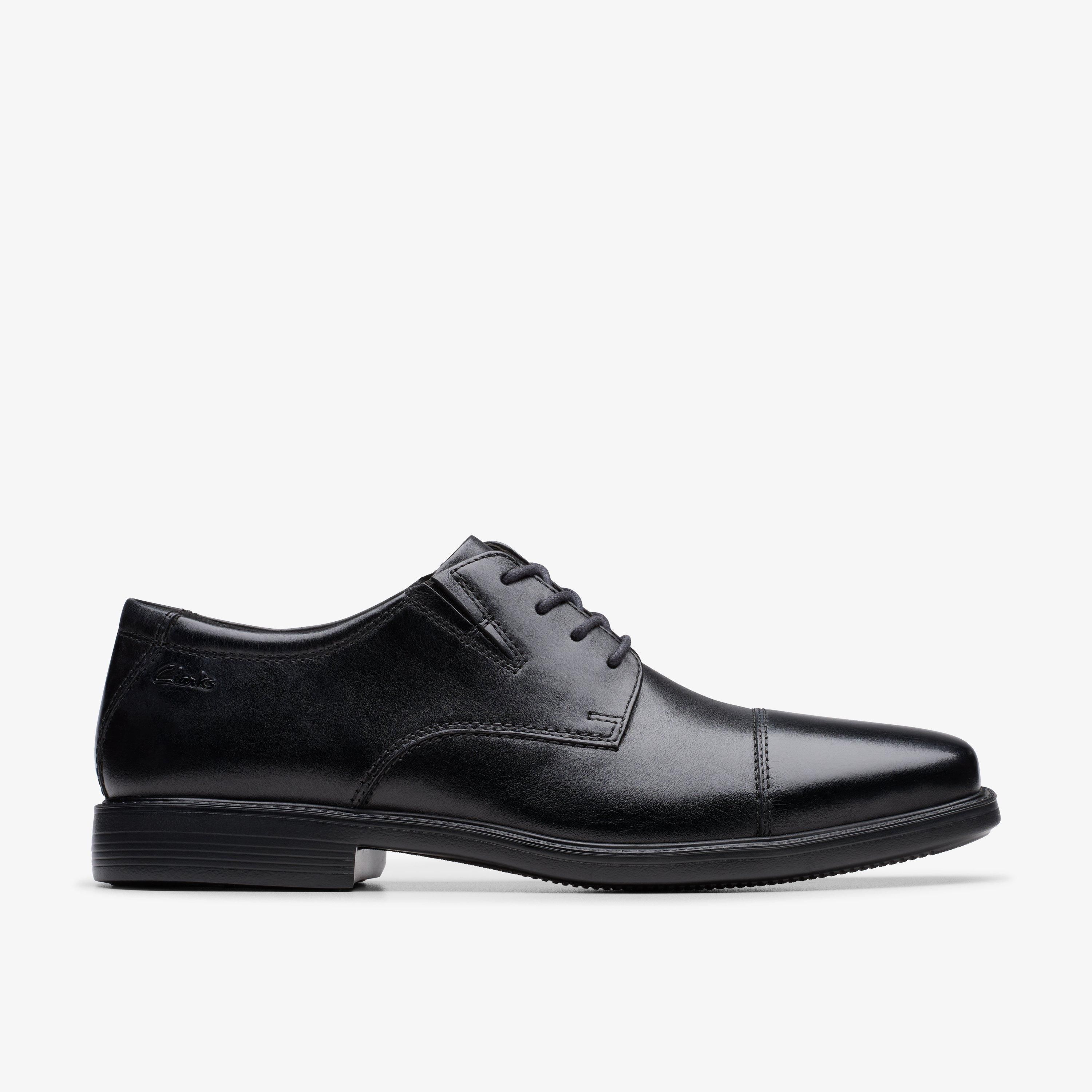 Clarks Heren Burchill Derby Oxford, Zwart leder, 41.5 EU