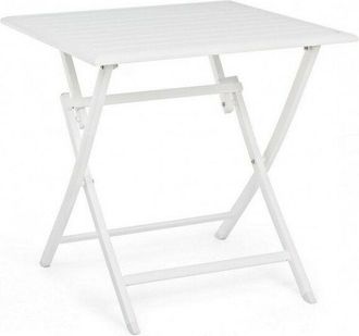 BIZZOTTO Mesa De Exterior Plegable En Aluminio Blanco Elin 70x70x H71 Cm