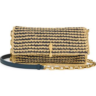 Christian Louboutin Bettina Stripe Crochet Raffia Crossbody Bag in Naturel/last Night at Nordstrom