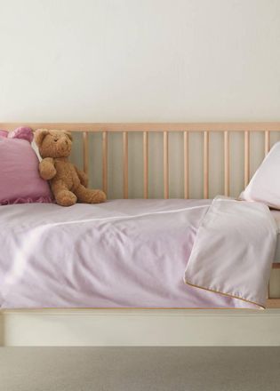 Mango Copripiumino culla percalle di cotone double face bordo contrasto viola chiaro/pastello - Home - 100x120cm - MANGO HOME