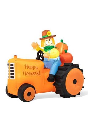 Glitzhome 7ft Fall Lighted Inflatable Tractor Decor in Orange at Nordstrom, Size Large