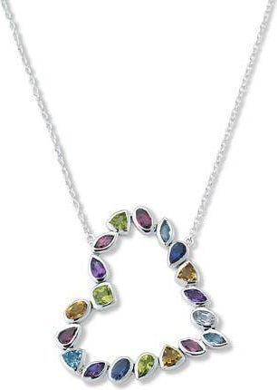 Samuel B. 18K Gold & Sterling Silver Semi-Precious Gem Open Heart Pendant Necklace in Multi at Nordstrom Rack