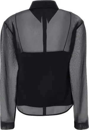 Gucci Womens Black Chiffon Shirt Silk Elastane